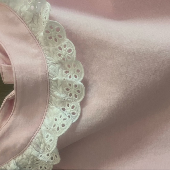 Pink Sleeveless Kids Dress with Lace Collar - Picture 4 of 8